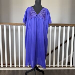 VTG Kelly Reed Womens 2X/24 Purple Pink Nylon Lace Nightgown Bundle Set 2 Pc